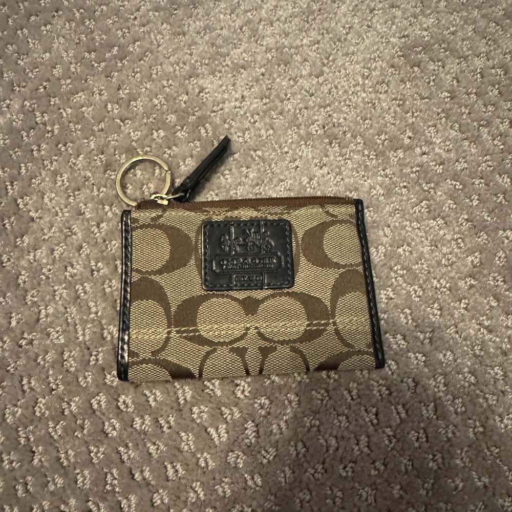 Coach Brown Signature Keychain Pouch
